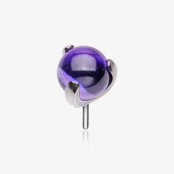 Implant Grade Titanium OneFit Threadless Prong Set Glass Ball Top Part-Purple